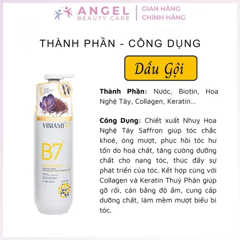 Bộ Dầu Gội Xả Visiami Biotin B7 Nhuỵ Hoa Nghệ Tây Saffron 780ml