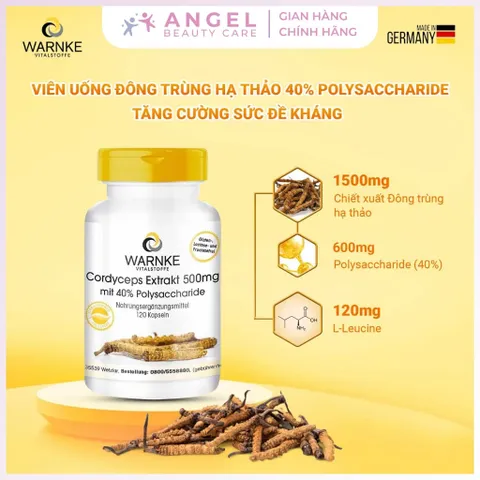 Viên Uống Đông Trùng Hạ Thảo Warnke Cordyceps Extrakt 500mg, 120 Viên,