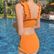 Bikini 2 Mảnh Vàng Cam Cạp Cao Hai Dây Xếp Ly Cách Điệu