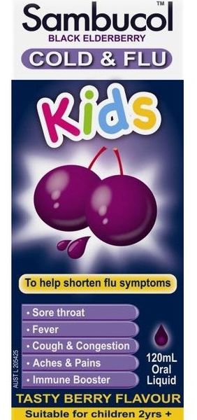 Siro  Sambucol Cold & Flu Kids Trị Cảm Cúm Và Tăng Sức Đề Kháng