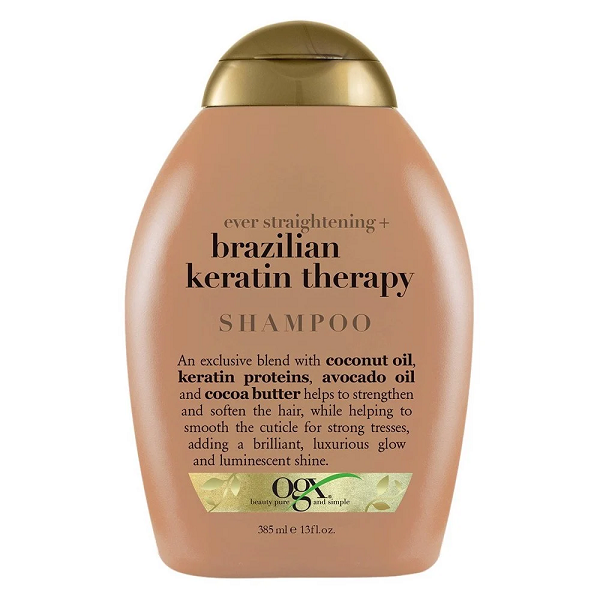 Dầu Gội Vào Nếp Suôn Mượt Tóc OGX Straightening Brazilian Keratin Therapy