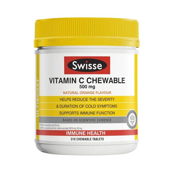 Viên Nhai Swisse Vitamin C Chewable 500mg Hỗ Trợ Tăng Đề Kháng