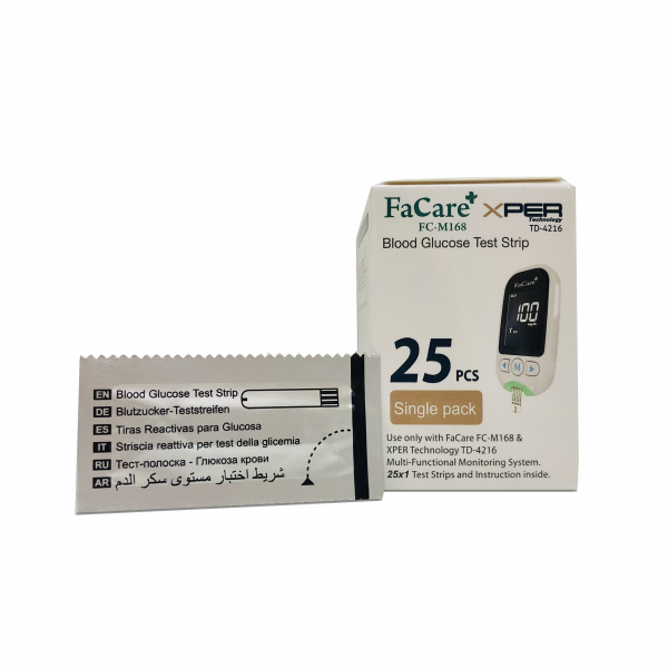Hộp 25 Que Thử Đường Huyết Glucose Cho Máy Đo Facare FC-M168