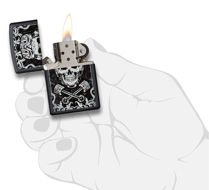 Bật lửa Zippo Black Matte Skull 29088 họa tiết nghệ thuật 5