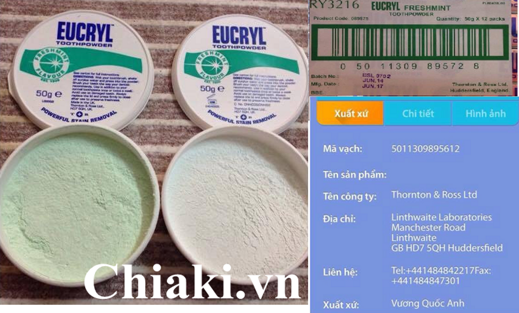 C&aacute;ch ph&acirc;n biệt  bột trắng răng Eucryl tooth powder thật v&agrave; giả