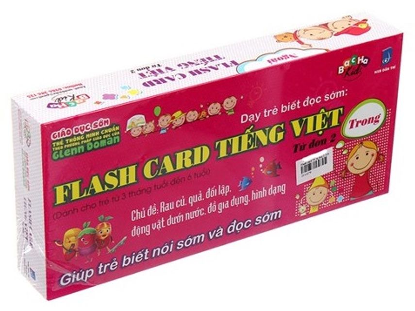 Thẻ học th&ocirc;ng minh Flash card tiếng việt - Từ đơn 2 được thiết kế chữ m&agrave;u đỏ dễ đọc, bền m&agrave;u