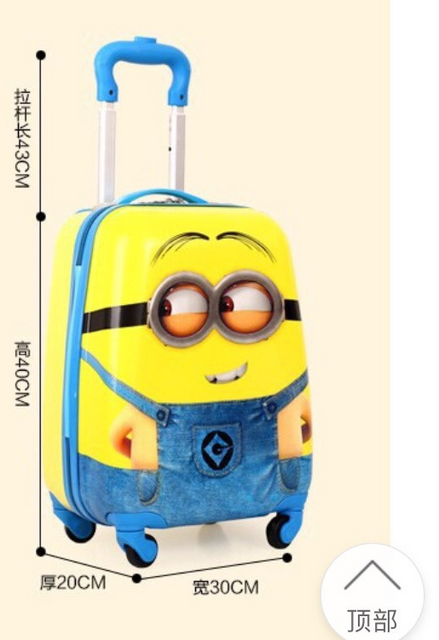 Vali k&eacute;o Minion h&igrave;nh chữ nhật cho b&eacute; 6