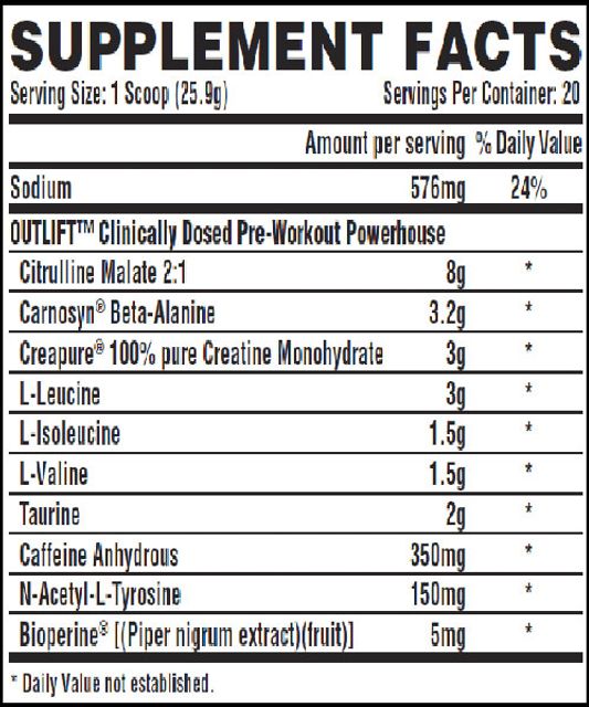 Nutrex Outlift 20 lần d&ugrave;ng - pre-workout cực mạnh gi&aacute; rẻ