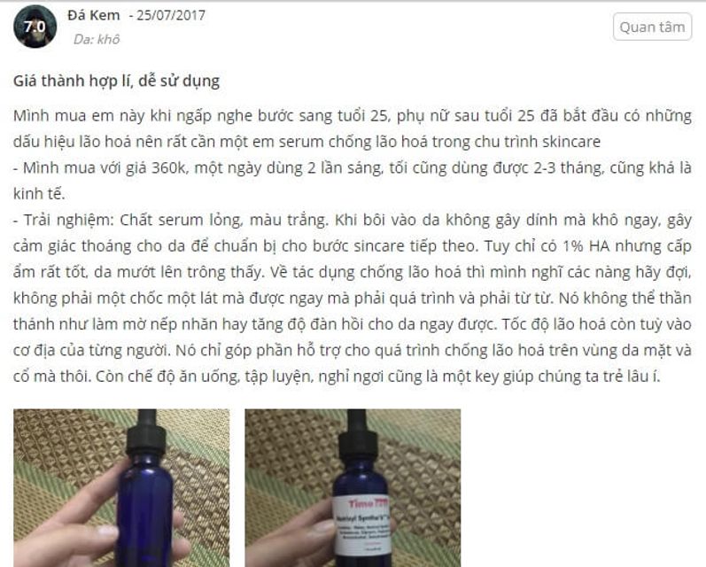 Phản hồi từ ph&iacute;a kh&aacute;ch h&agrave;ng sử dụng Serum Timeless Matrixyl S6 (2)