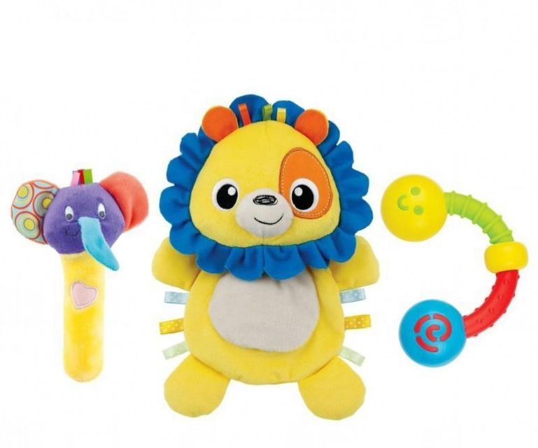 Set 3 đồ chơi cầm tay x&uacute;c xắc ch&iacute;p ch&iacute;p, sư tử Winfun 3028
