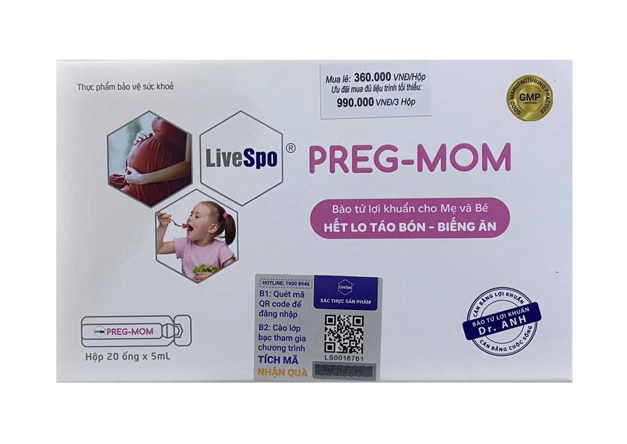 B&agrave;o tử lợi khuẩn cho mẹ v&agrave; b&eacute; LiveSpo Preg-Mom mẫu mới