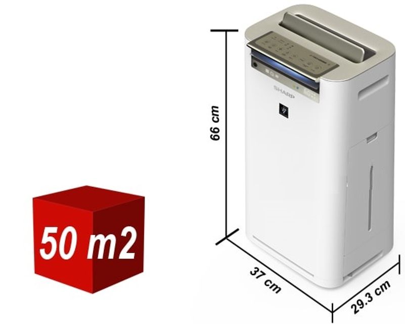 M&aacute;y lọc kh&ocirc;ng kh&iacute; v&agrave; tạo ẩm Sharp KC-G60EV-W k&iacute;ch thước lớn, hỗ trợ kh&ocirc;ng gian ph&ograve;ng rộng