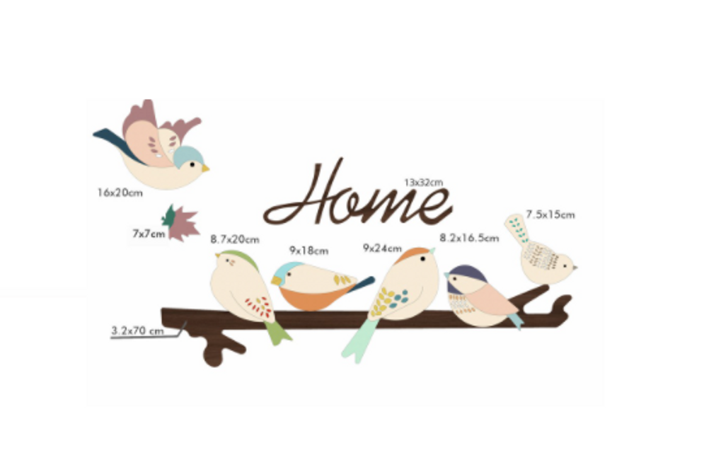 Bộ decal d&aacute;n tường Happy Birds
