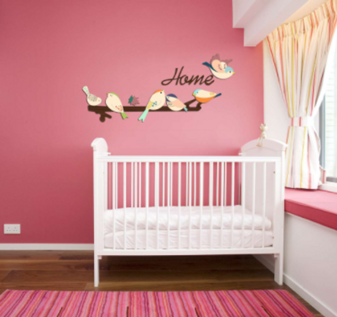Bộ decal d&aacute;n tường Happy Birds trang tr&iacute; ph&ograve;ng ngủ 
