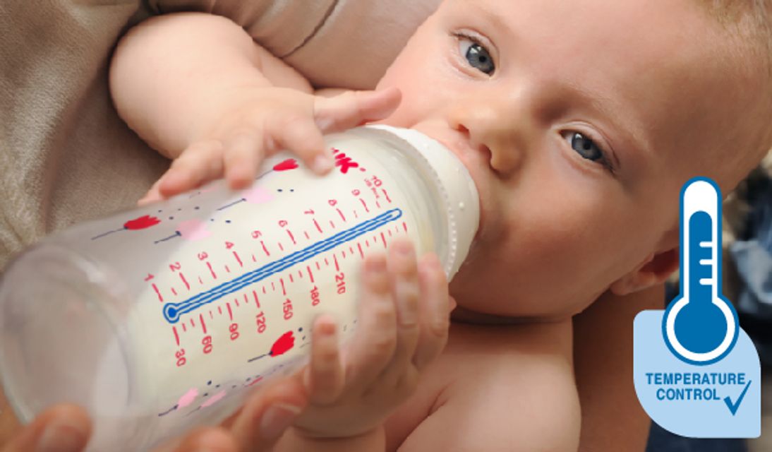 B&igrave;nh sữa cảm biến nhiệt NUK PP cổ rộng, n&uacute;m ty dẹt silicone