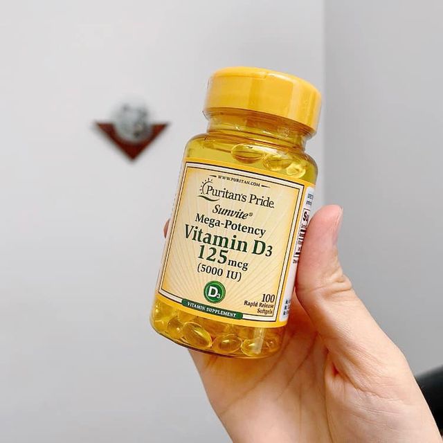Vi&ecirc;n uống bổ sung D3 125mcg 5000 IU Puritan's Pride Mỹ (100 vi&ecirc;n nang mềm)
