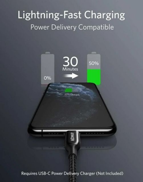 C&aacute;p sạc Anker PowerLine+ III USB-C A8842 hỗ trợ sạc nhanh
