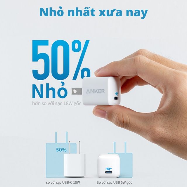 Sạc nhanh Anker Powerport III Nano 20W A2634 thiết kế nhỏ gọn