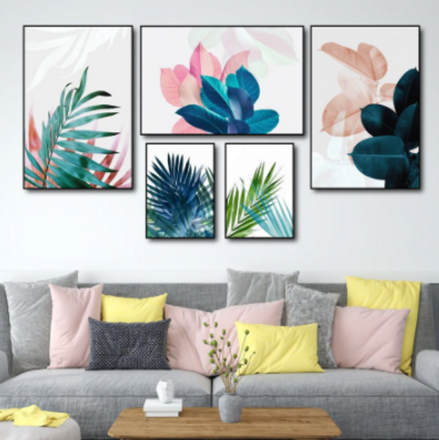 Tranh Canvas treo tường họa tiết l&aacute;