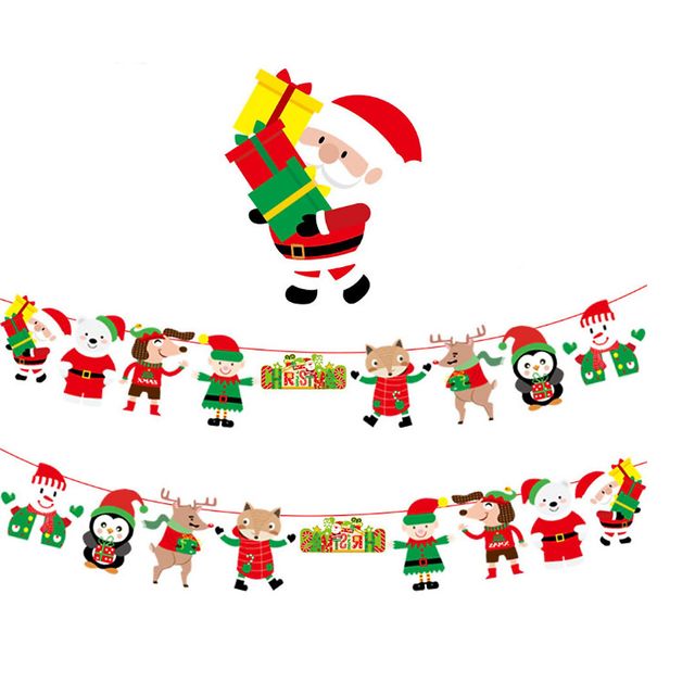 Combo 2 d&acirc;y cờ treo trang tr&iacute; Noel d&agrave;i 3m