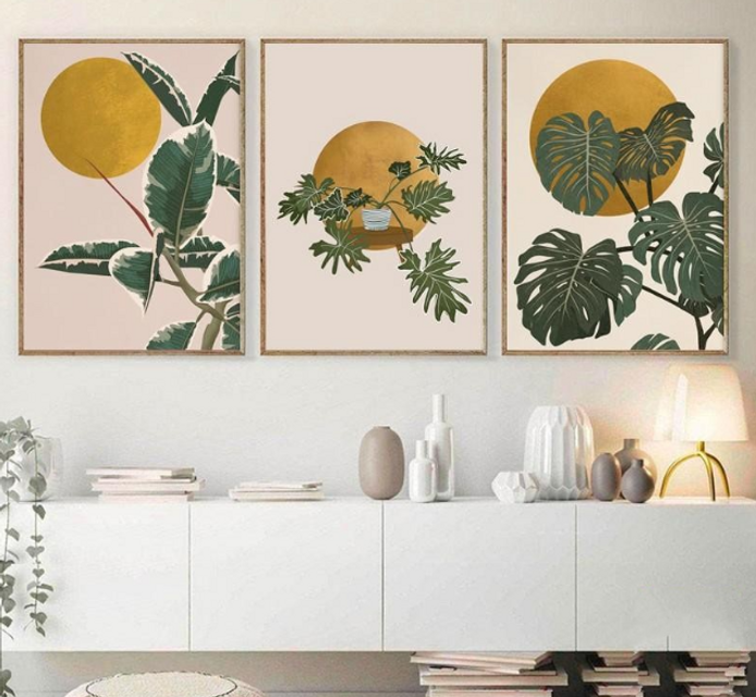 Bộ tranh c&acirc;y vintage bằng vải canvas cổ điển