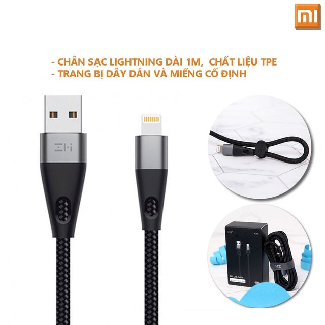 C&aacute;p sạc Lightning si&ecirc;u bền Xiaomi ZMI AL806 d&agrave;i 1m