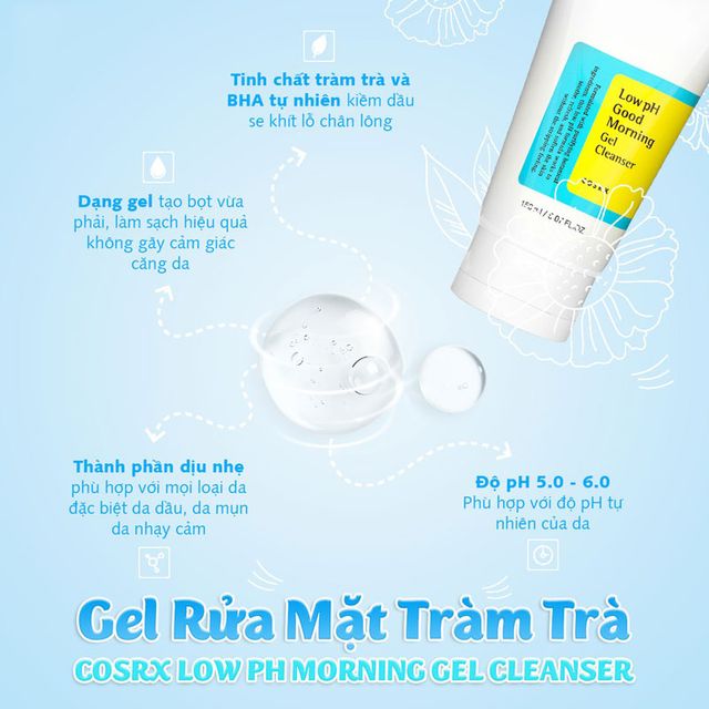 C&ocirc;ng dụng Sữa rửa mặt Cosrx Low pH Good Morning Gel Cleanser 150ml