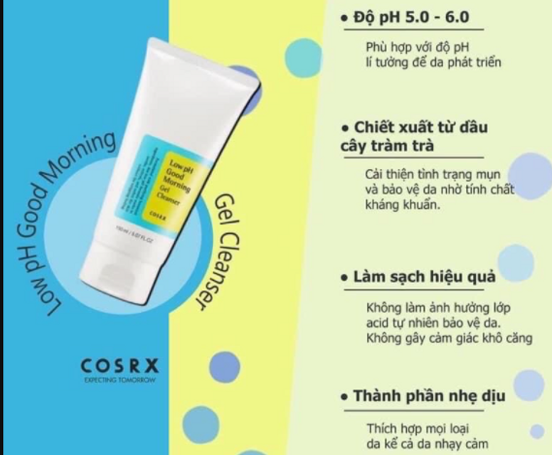 C&ocirc;ng dụng của sữa rửa mặt Cosrx Low pH Good Morning