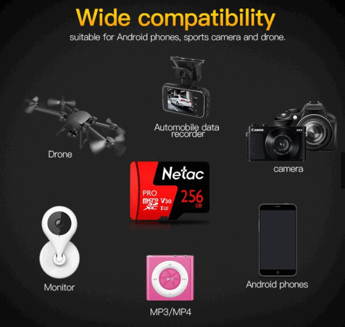 Thẻ nhớ MicroSD 256Gb Netac U3 Pro 108Mbs