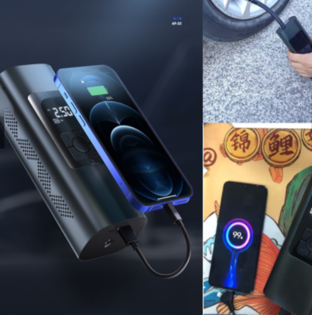 C&oacute; thể d&ugrave;ng bơm hơi điện đa năng như một cục sạc dự ph&ograve;ng