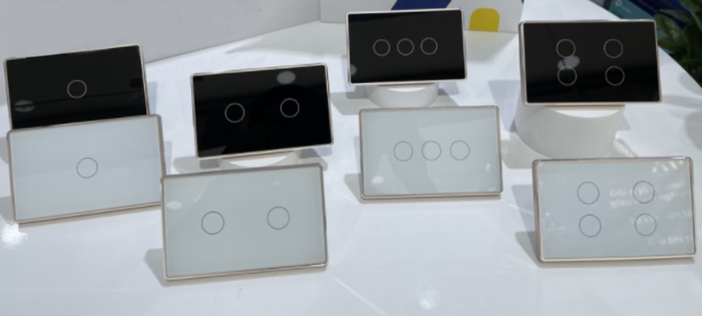 C&ocirc;ng tắc cảm ứng viền v&agrave;ng Zigbee mặt k&iacute;nh phẳng chữ nhật
