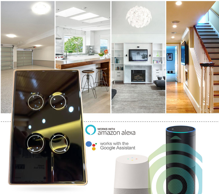 C&ocirc;ng tắc cảm ứng viền v&aacute;t Zigbee n&uacute;t l&otilde;m chữ nhật