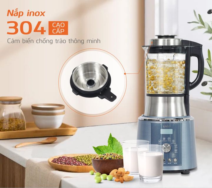nắp chống tr&agrave;o của m&aacute;y l&agrave;m sữa hạt Unie V1S