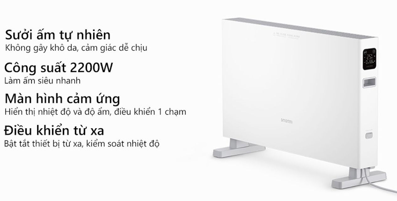 M&aacute;y sưởi Xiaomi Smartmi 1S DNQZNB05ZM th&ocirc;ng minh, tiện lợi