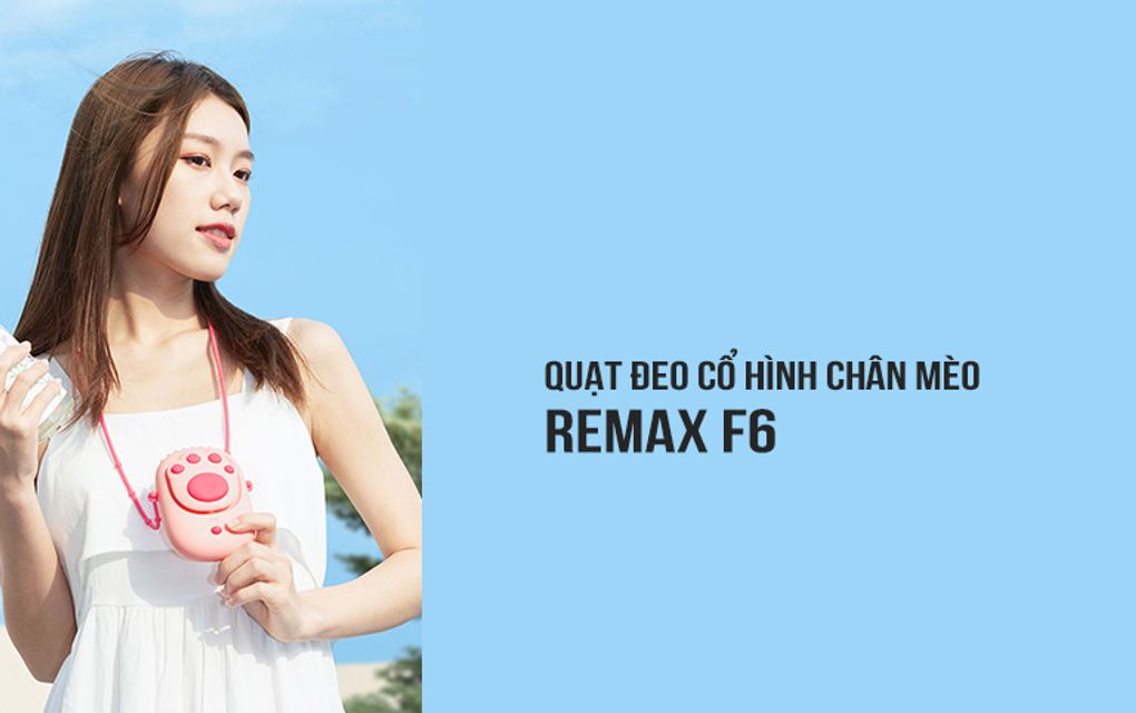 Quạt đeo cổ h&igrave;nh ch&acirc;n m&egrave;o Remax F6