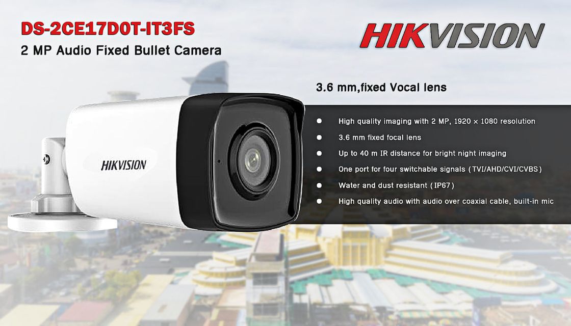 Camera HDTVI 2MP c&oacute; mic Hikvision DS-2CE17D0T-IT3FS