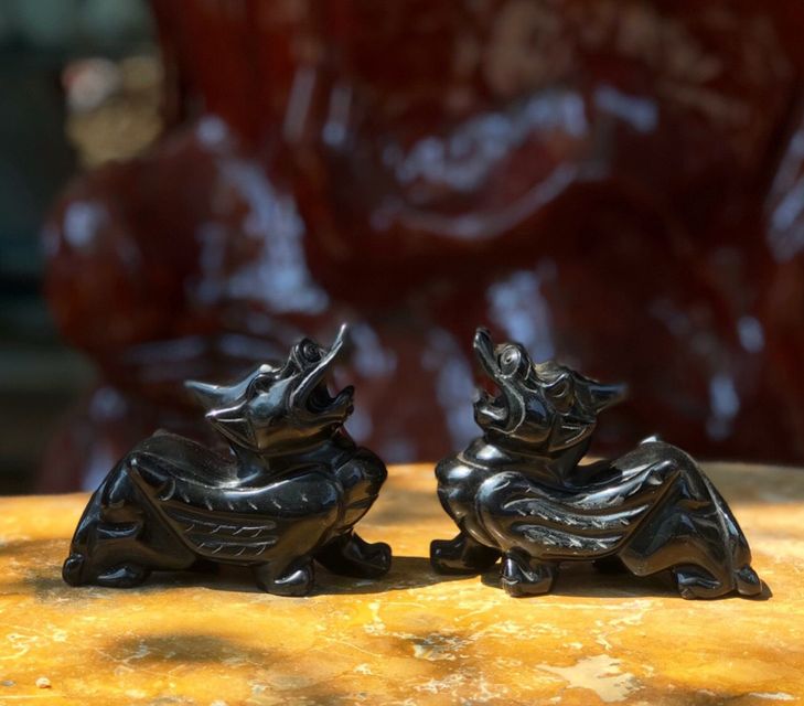 Cặp tỳ hưu t&agrave;i lộc đ&aacute; Obsidian tự nhi&ecirc;n
