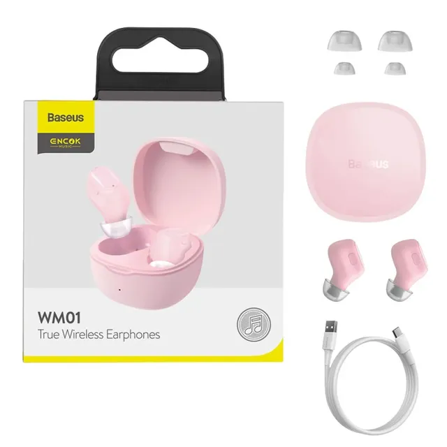 Bộ sản phẩm tai nghe Bluetooth 5.0 Baseus Mini WM01 TWS chống ồn