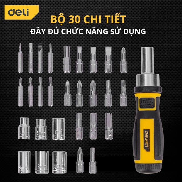 Bộ tua v&iacute;t Deli cao cấp 30 chi tiết đa năng DL1130