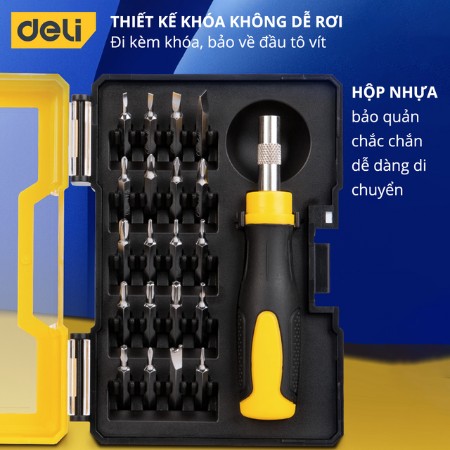 Bộ tua v&iacute;t sửa đồ đa chức năng Deli 21 chi tiết DL1021D tiện &iacute;ch