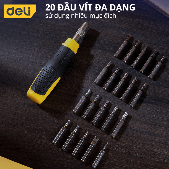 Bộ tua v&iacute;t sửa đồ đa chức năng Deli 21 chi tiết DL1021D tiện &iacute;ch