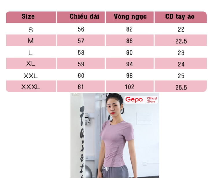 Bảng size tham khảo