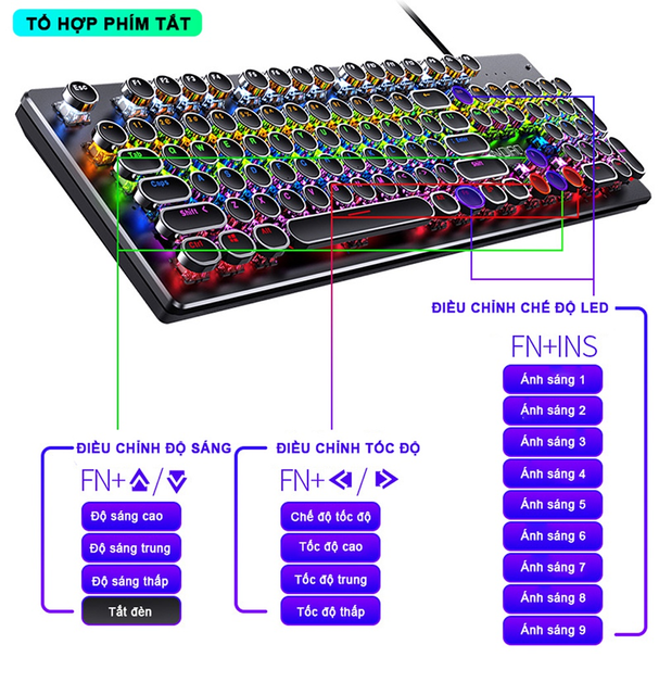 B&agrave;n ph&iacute;m cơ gaming RGB Sidotech Yindiao KZ4