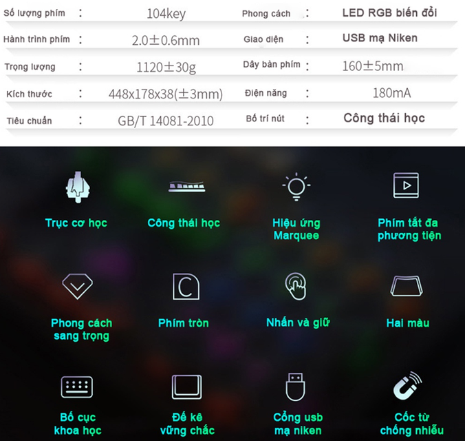 B&agrave;n ph&iacute;m cơ gaming RGB Sidotech Yindiao KZ4
