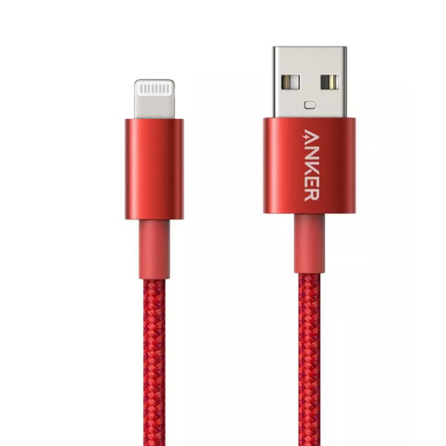 C&aacute;p sạc Anker Lightning d&acirc;y d&ugrave; si&ecirc;u bền A8152 v&agrave; A8153 m&agrave;u đỏ