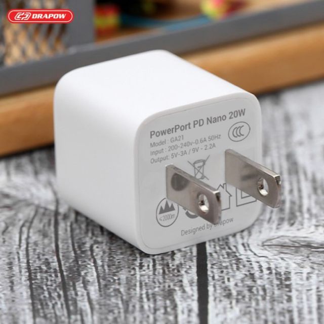 Củ sạc nhanh 20W Drapow GA21 PD GaN PowerPort Nano thiết kế nhỏ gọn, tiện dụng