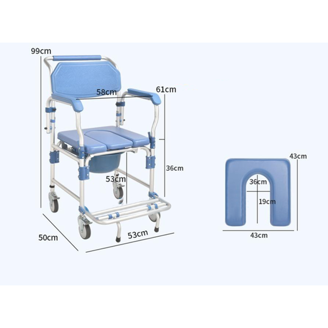 K&iacute;ch thước của ghế b&ocirc; vệ sinh Lucass GX-200 c&oacute; b&aacute;nh xe di chuyển