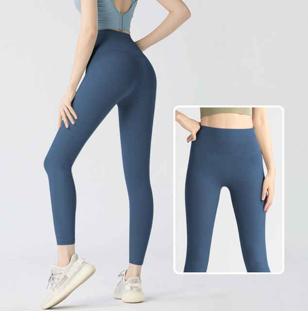 Quần tập gym yoga nữ cạp cao n&acirc;ng m&ocirc;ng GP101 m&agrave;u xanh đậm