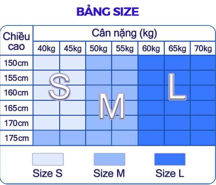 Bảng size tham khảo