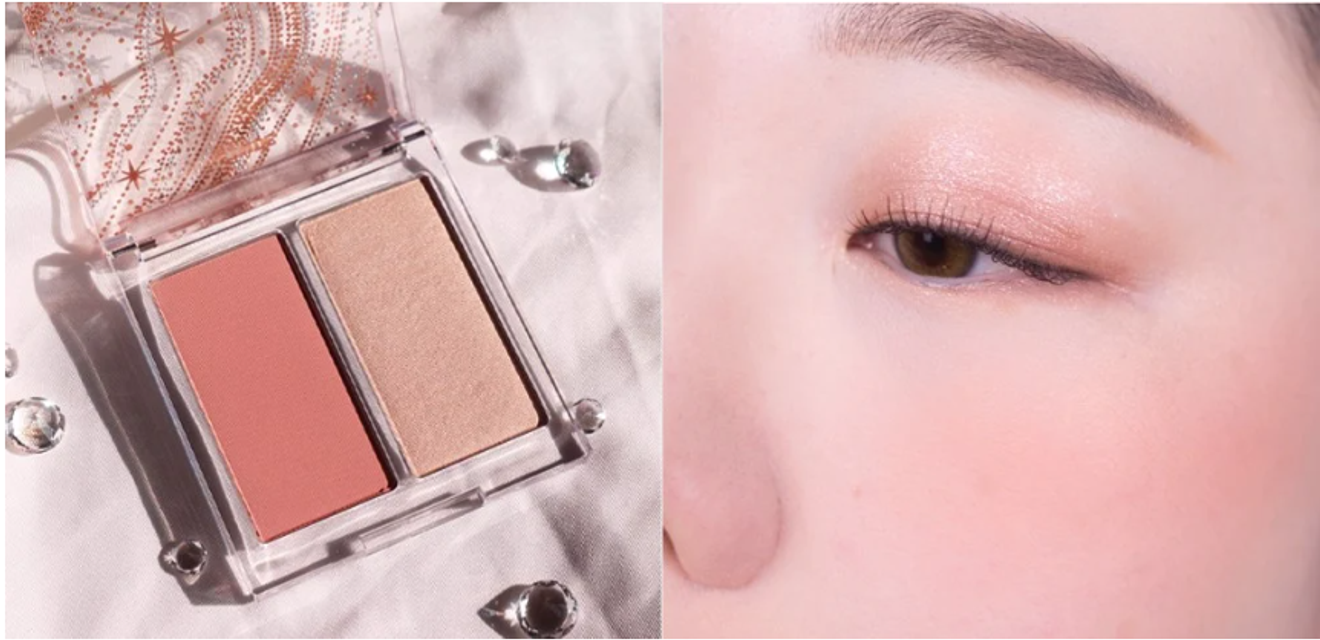 Bảng phấn m&aacute; hống & highlight Etude House Glittery Snow Face Palette m&agrave;u Ray